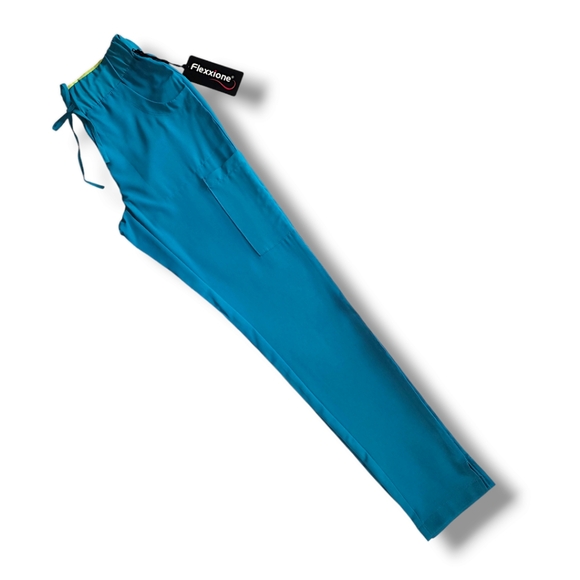 Flexxione Teal Medical Scrub Pants XS Multiple Pockets Straight Leg Confortable - Picture 8 of 16
